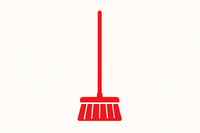 create minimalistic red broom, on the white background