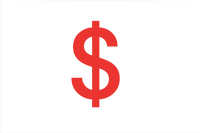 minimalistic red dollar sing with clear background